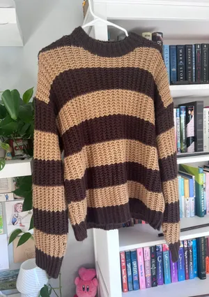 SheIn Brown stripe sweater thumbnail 1