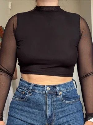 Windsor black mesh crop top thumbnail 1
