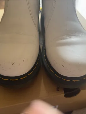 Dr. Martens White‎ Leather Chelsea Boots. Some scratches but soles are perfect. thumbnail 5