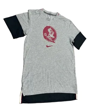 NIKE Florida State FSU Seminoles Heather Grey S/S Shirt w/Black Contrast -Small thumbnail 1