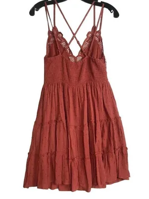 Brand New In Bohemian Burnt Orange Skater Dress Size S thumbnail 3