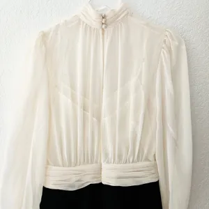 $495‎ Cinq à Sept Holiday Elena White Black Sheer Blouson Mini Dress Sz 2 NEW thumbnail 10