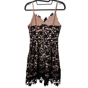 Blush Noir Black Lace Fit Flare Mini Dress Womens Small LBD Whimsigoth Coquette‎ thumbnail 14