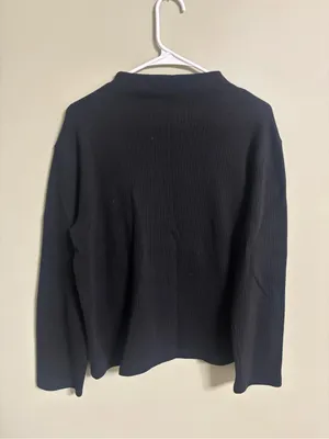LRL Ralph Lauren Black Ribbed Mock Neck Long Sleeve Top Sweater Size XL Cotton thumbnail 2