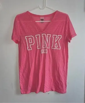 Pink Victoria’s Secret- V Neck T-Shirt XS thumbnail 1