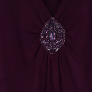 Apt. 9 Blouse Womens 1X V-Neck Burgundy Rhinestone Medallion Stretch Excellent thumbnail 2