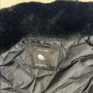 Zara woman down black jacket EUC thumbnail 5