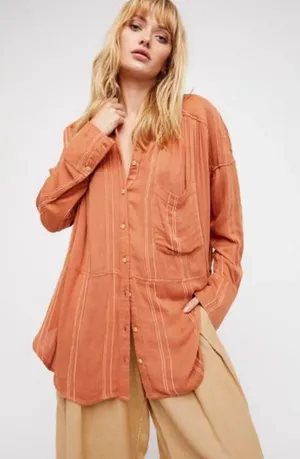 Free people burnt orange tunic top size medium thumbnail 1