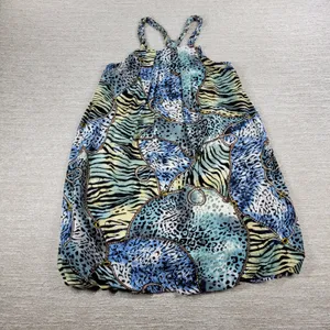 Ocean Blue Racerback Coverup Dress L Animal Print Tiger Stripe Braided Neck Boho thumbnail 7