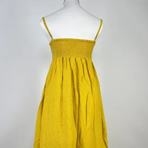 NWOT Farm Rio Linen Blend Yellow Sleeveless Maxi Dress Size XS thumbnail 10