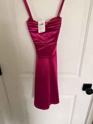 Windsor Magenta Satin Sequin Skater Mini Dress thumbnail 8