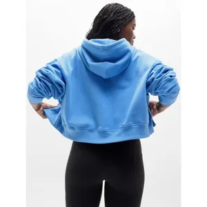 Athleta M Forever Fleece Ultra Crop Cornflower Blue Medium thumbnail 6