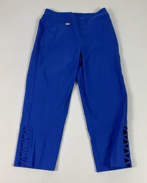 Anthony's Resort Wear Pants Womens 6 Blue Capri Lattice Hem Pull‎ On Stretch thumbnail 1