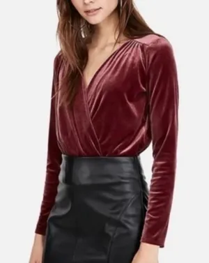 Express Velvet V Neck Bodysuit thumbnail 1