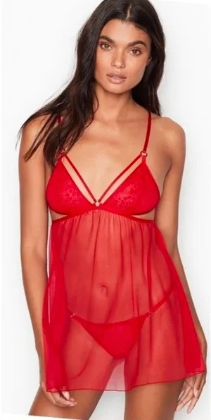 Victoria's Secret Red Snake Lace Babydoll thumbnail 1