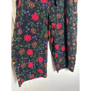 Joie Bold Botanical Floral Wide-Leg Cropped Belted Pants Black Multi XL thumbnail 2