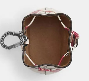 Coach Drawstring Wristlet With Cherry Print - Novelty Leather/Silver/Chalk Multi thumbnail 4