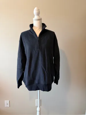 NWT Aritzia Cozy Fleece boyfriend 1/2 zip relaxed fit size small Heather black thumbnail 2