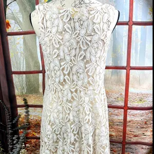 Free People Lace Sleeveless Mini Dress Beige M thumbnail 10