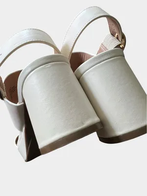 Aerosoles Camera Platform Sandals Size 10 Eggshell Leather Block Heel thumbnail 7