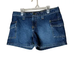 Vintage Y2K L.E.I‎ Low Rise Utility Jean Shorts Size 9 thumbnail 1