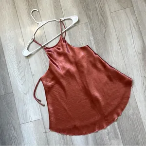 Free People Tank Top l'amour cami womens Pink medium satin going out party chic thumbnail 9