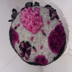 La Fenice Florence Italy Wool Blend Cloche Hat Grey Fuchsia Flower Made in Italy thumbnail 7