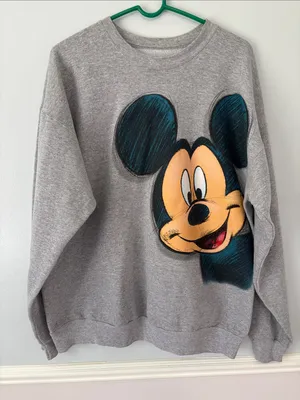 Vintage Mickey Mouse Disney Y2K Crewneck Sweatshirt Gray Unisex XL Vtg 2000s thumbnail 2