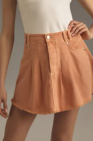 NWT Pilcro Anthropologie Pleated Micro Denim Skirt Size 12 thumbnail 1