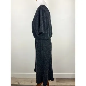 Donna Morgan Black Sparkle Metallic Knit Dolman Sleeve Midi Dress Size 12‎ thumbnail 15