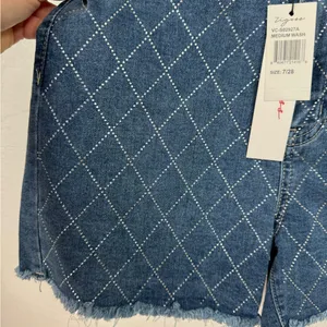 Vigoss High Rise Denim Ace Shorts Womens Size 7/28 Medium Wash Rhinestones thumbnail 4