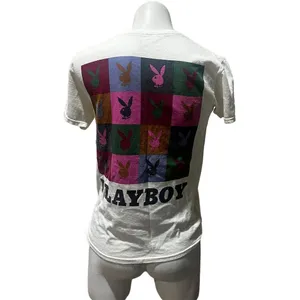 Playboy Women's White T-Shirt XS Multi-Color Bunny Print Logo thumbnail 8
