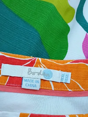 Boden Multicolor Floral Print Dress - White, Green, Teal & Orange Size 12L thumbnail 6