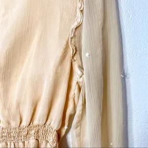 ASOS Sequin Flower Sheer Sleeve Nude Dress Size 6 thumbnail 6