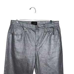 J.Crew Collection‎ Women's Straight Slouchy Jean Metallic Silver Size 28 BT619 thumbnail 4