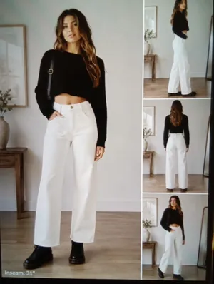 Pilcro Anthropologie Womens Size 28 Wide Leg White Jeans Stretch Coastal thumbnail 2