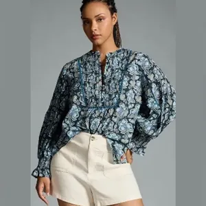 By Anthropologie Women's‎ Large Henley Peasant Blouse Sold Out Online NWOT thumbnail 2