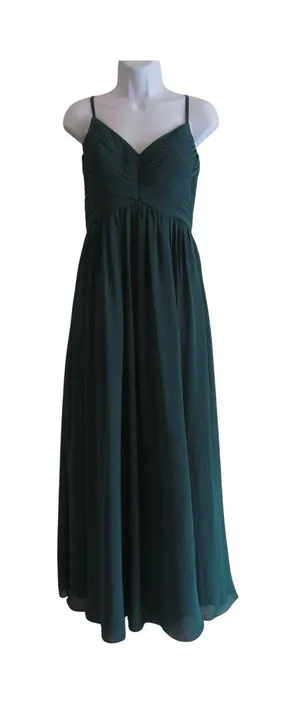 Azazie Maxi Dress 10 Dark Green‎ Pleated Chiffon Bridesmaid Formal Gown thumbnail 1