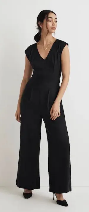 New Madewell Seamed Wide-Leg Jumpsuit in black size 14 thumbnail 1