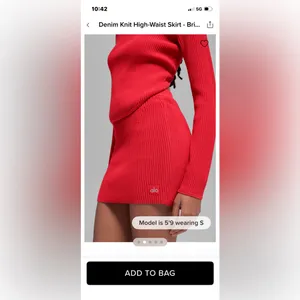 ALO Yoga NWT Denim Knit High Waist Skirt Bright Red Size XS thumbnail 7