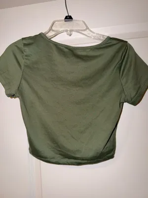 Kids Olive Green Biker Shorts with Matching Crop Top thumbnail 3