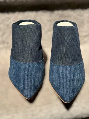 Dolce Vita Cinda Denim Pointed Toe Mule Heels‎ Slip On Stiletto Minimalist Chic thumbnail 5