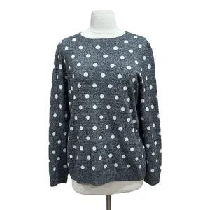 Charter Club Grey Marled Polka-Dot Sweater Size Large thumbnail 8