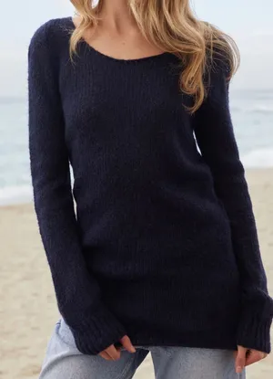 NEW‎ John Galt PacSun Navy Blue Mohair Wool Blend Off the Shoulder Sweater S/M thumbnail 1