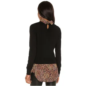 Veronica Beard Phebe Mixed Media Merino Wool Top Black XS‎ thumbnail 8