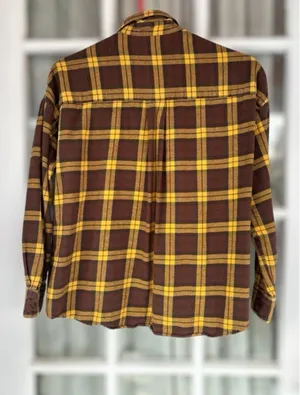 Uniqlo Women’s Medium Oversized Flannel Relaxed Fit Scooped Hem Shirt Lumberjack thumbnail 3