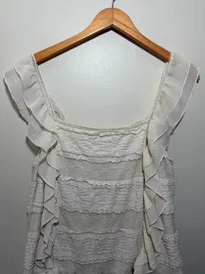 Anthropologie Ruffle Lace Trim Blouse thumbnail 2