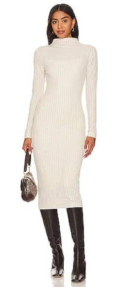 Steve Madden Maya Elegant Cream Long Sleeve Dress thumbnail 1