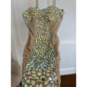 La Femme Cocktail Dress Sparkle Jeweled Ruched Party Wedding Bachelorette Rich thumbnail 6