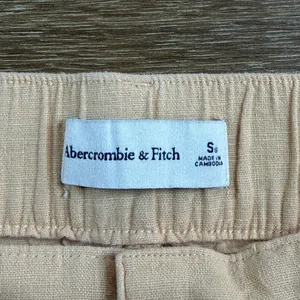 Abercrombie & Fitch Womens S Short Linen Blend Wide Leg Pants Peach High Rise thumbnail 4